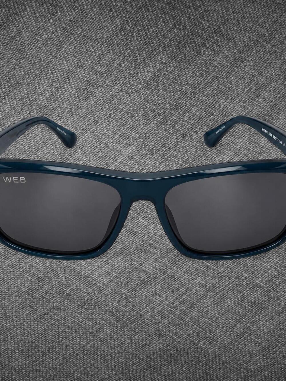 WEB Eyewear WE371 Blue Rectangle Sunglasses With Case